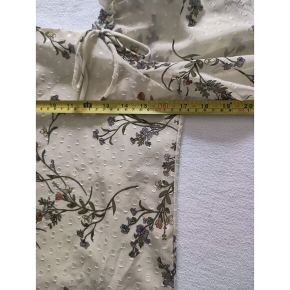 Floral Peasant Top SMALL Cottagecore Bell Sheer Sleeve Blouse Romantic Coquette - Picture 5 of 9